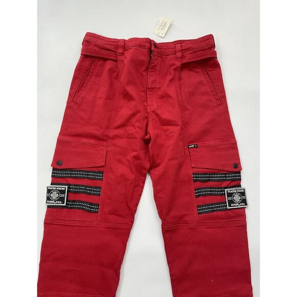 Guess Men’s Places+Faces Cargo Jeans Relaxed Fit Comfort Stretch In Red Size 34 - Picture 3 of 12